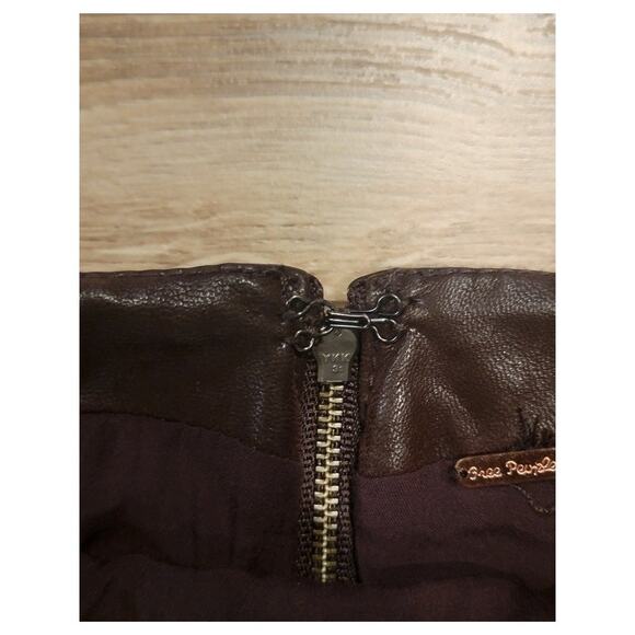 Free People Mini Skirt Vegan Leather Chocolate Brown Boho Rock X-Small 26" Waist - Picture 10 of 12